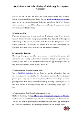 10 Questions To Ask Before Hiring A Mobile App Development Agency?