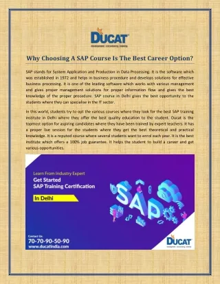 why choosing a sap course is the best career