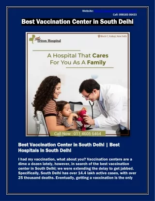 Best Vaccination Center in South Delhi | Best Hospitals in South Delhi