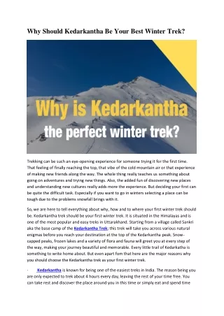 Why Should Kedarkantha Be Your Best Winter Trek