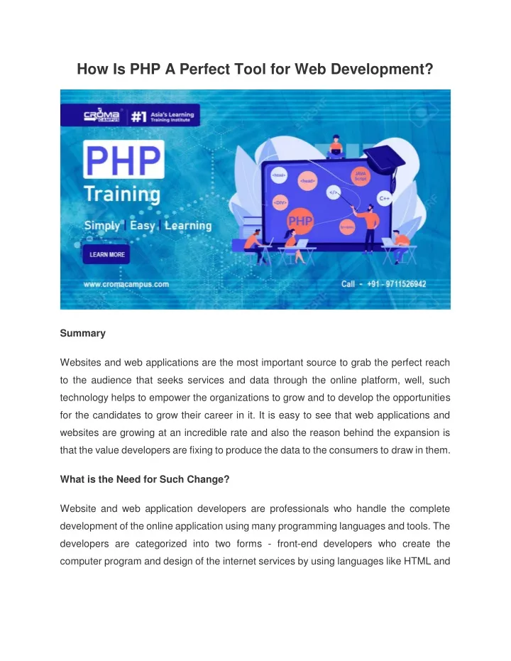 how is php a perfect tool for web development