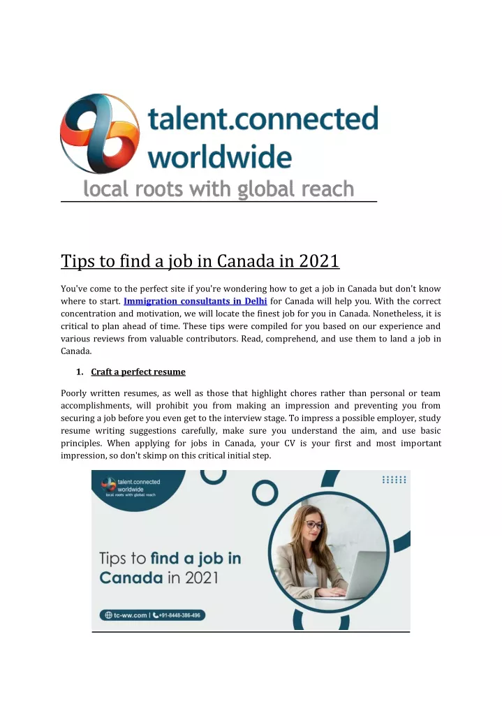 tips to find a job in canada in 2021