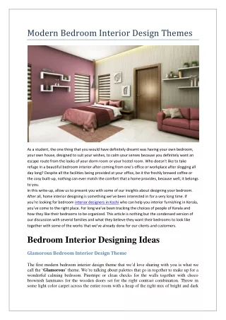 Modern Bedroom Interior Design Themes