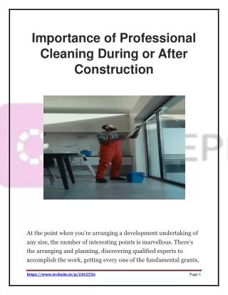 Importance of Professional Cleaning During or After Construction