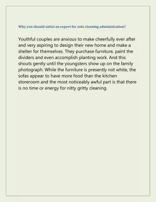 why you should enlist an expert for sofa cleaning