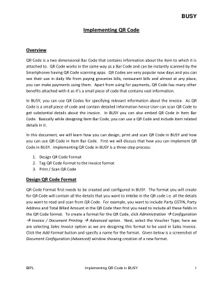 Implementing QR Code in BUSY