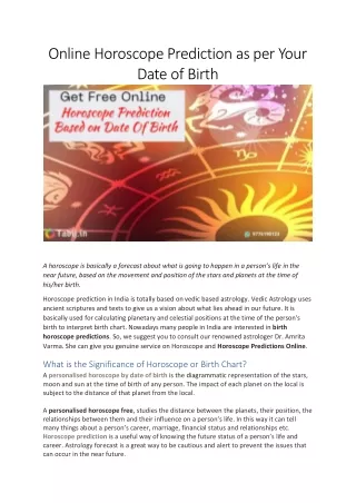 online horoscope prediction as per your date