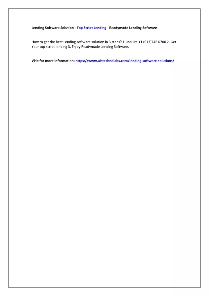 lending software solution top script lending