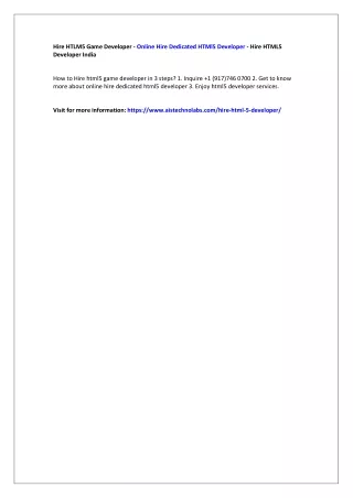 hire htlm5 game developer online hire dedicated