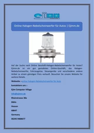 Online Halogen-Nebelscheinwerfer für Autos  Ejimm.de.