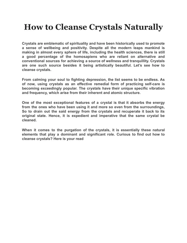 how to cleanse crystals naturally