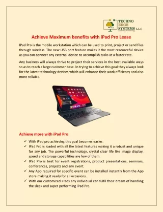 achieve maximum benefits with ipad pro lease