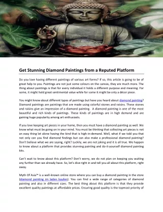 Get Stunning Diamond Paintings from a Reputed Platform
