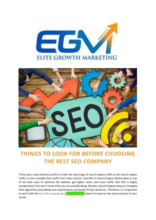 THINGS TO LOOK FOR BEFORE CHOOSING THE BEST SEO COMPANY