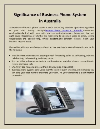 Significance of Business Phone System in Australia