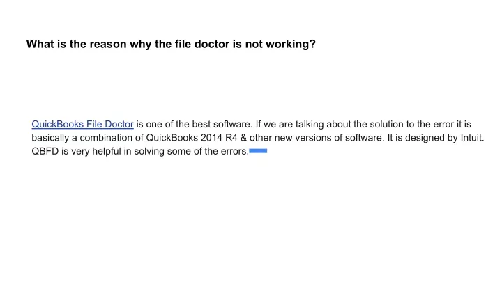 what is the reason why the file doctor