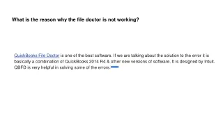 What is the reason why the file doctor is not working_