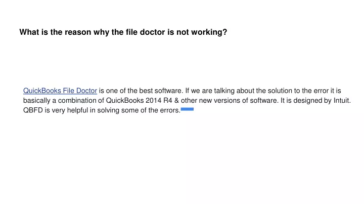 what is the reason why the file doctor is not working
