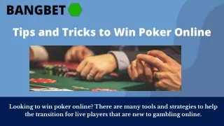 Tips and Tricks to Win Poker Online
