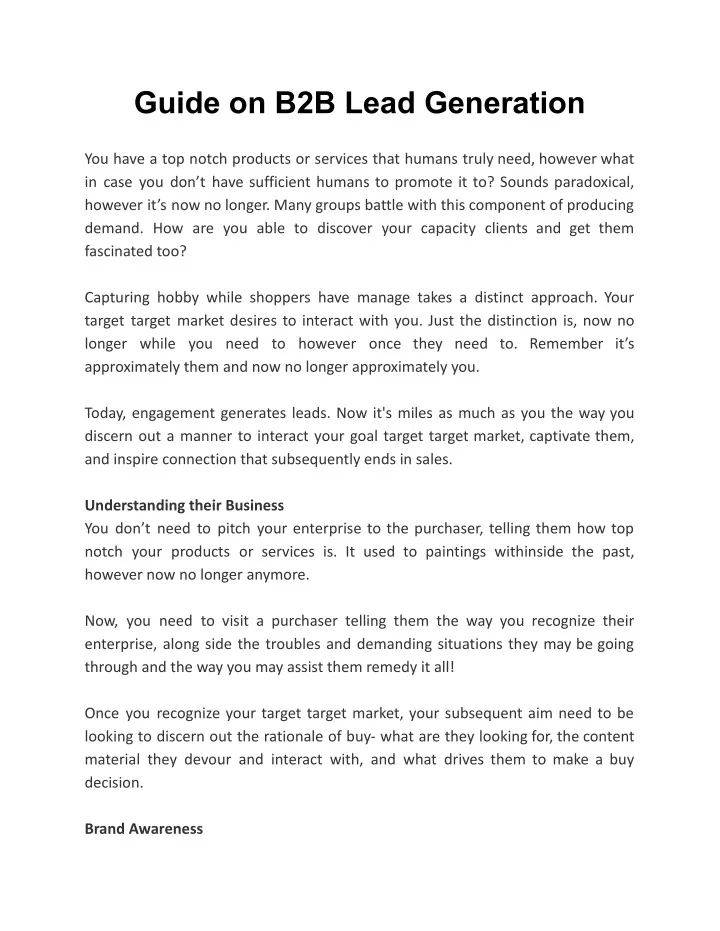 PPT - Guide On B2B Lead Generation PowerPoint Presentation, Free ...