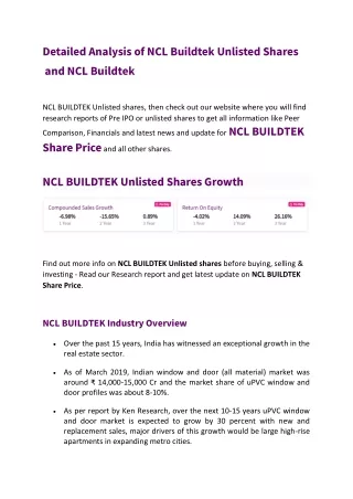 NCL Buildtek Share Price