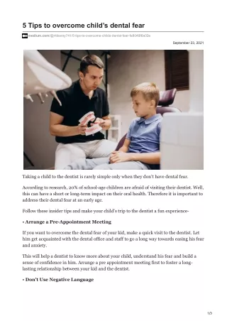 5 Tips to overcome child's dental fear