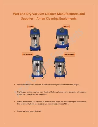 Wet and Dry Vacuum Cleaner Manufacturers and Supplier, Aman Cleaning Equipments