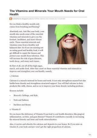 The Vitamins and Minerals Your Mouth Needs for Oral Health