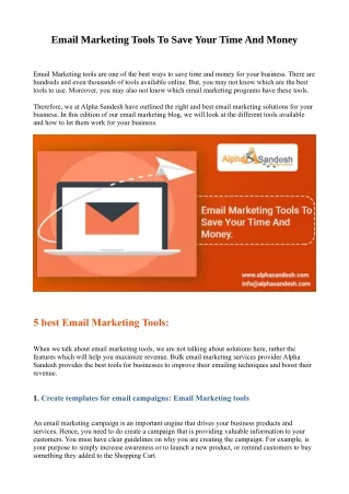 Email Marketing Tools to Save Your Time and Money