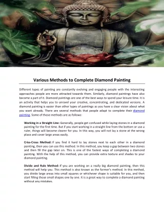 various methods to complete diamond painting