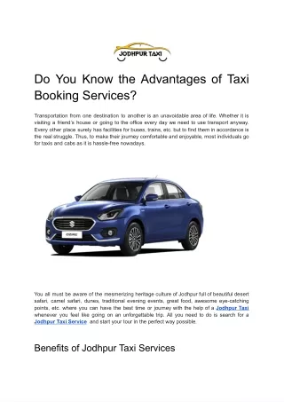 Do You Know the Advantages of Taxi Booking Services_