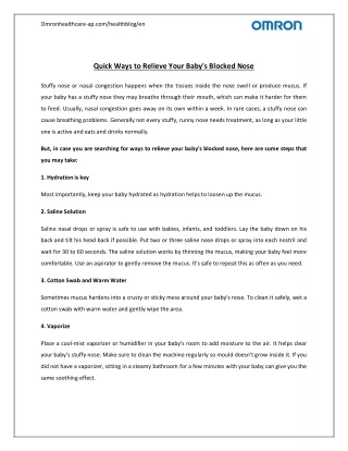 Quick Ways to Relieve Your Baby's Blocked Nose