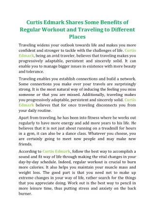 curtis edmark shares some benefits of regular