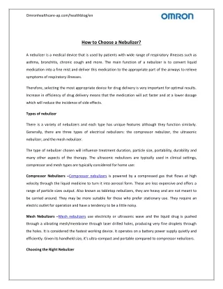 How to Choose a Nebulizer?