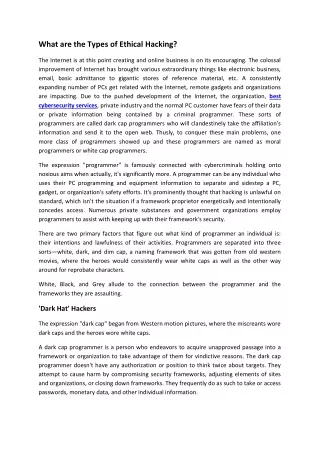 what are the types of ethical hacking