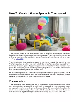 how to create intimate spaces in your home