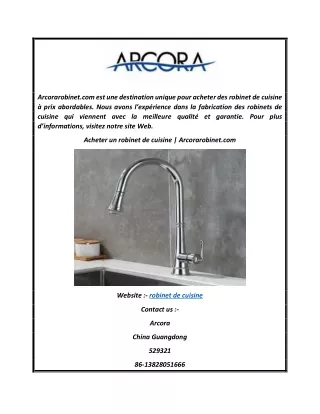 Acheter un robinet de cuisine  Arcorarobinet.com