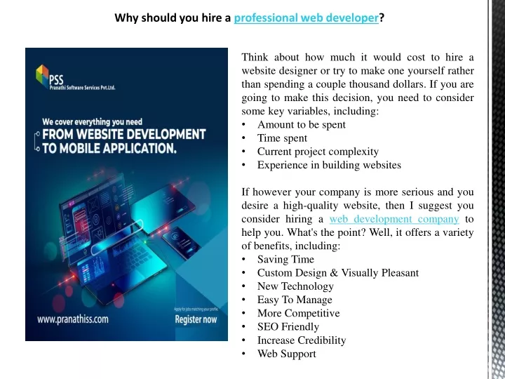 why should you hire a professional web developer