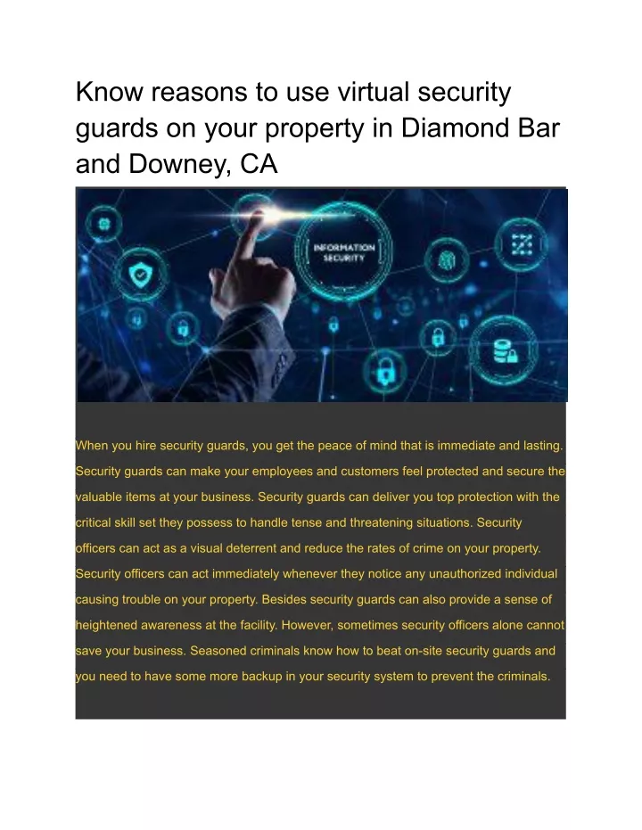 know reasons to use virtual security guards