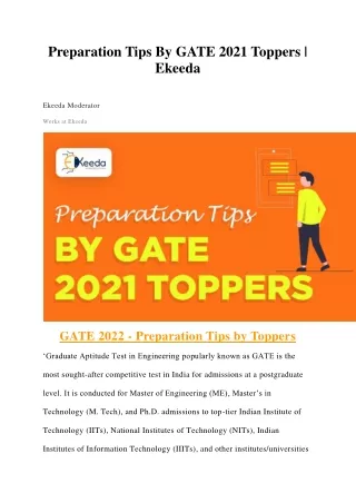 Preparation Tips By GATE 2021 Toppers