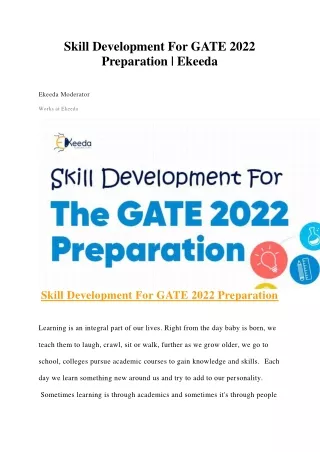 Skill Development For GATE 2022 Preparation
