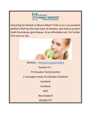 Dentist In Mount Albert  Pcfd.co.nz