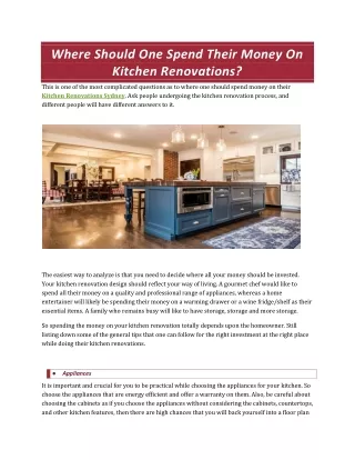 Where Should One Spend Their Money On Kitchen Renovations