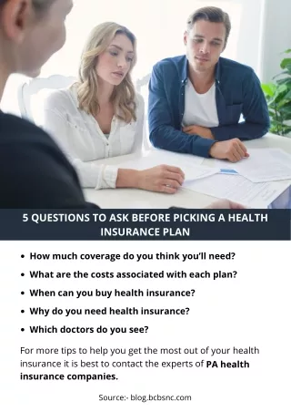 5 QUESTIONS TO ASK BEFORE PICKING A HEALTH INSURANCE PLAN
