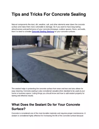 Tips and Tricks For Concrete Sealing