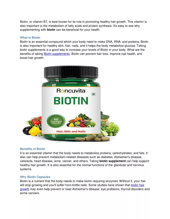 biotin or vitamin b7 is best known for its role