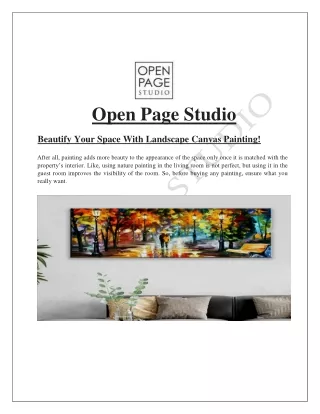 Beautify Your Space With Landscape Canvas Painting!