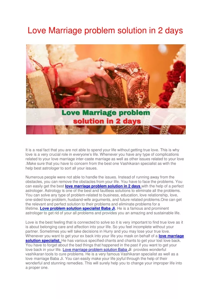 love marriage problem solution in 2 days