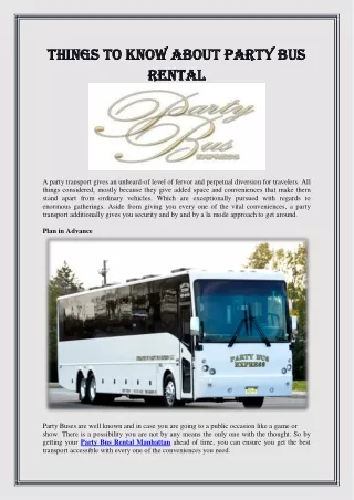 things to know about party bus things to know