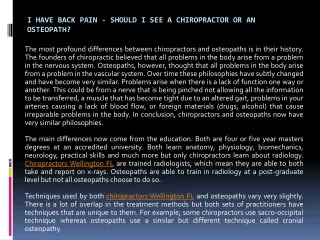 i have back pain should i see a chiropractor or an osteopath